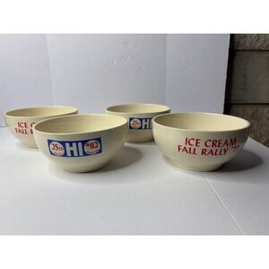 Vintage 1977 Ice Cream Fall Rally 25th HI Canton‎ USA Ceramic Bowls Set of 4